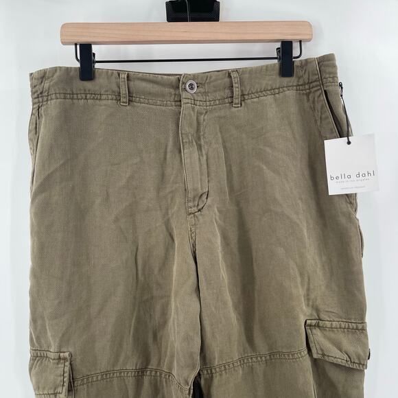 BELLA DAHL Sienna Pants Size 31 NWT Rolled Cargo Linen Blend Jogger Green Casual - Picture 10 of 16
